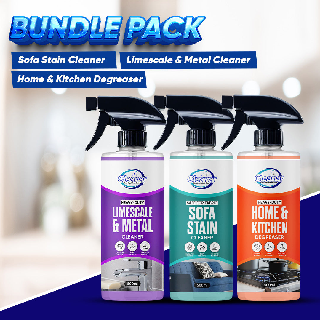 Kitchen Degreaser + Sofa Stains Cleaner + Limescale Remover Bundle