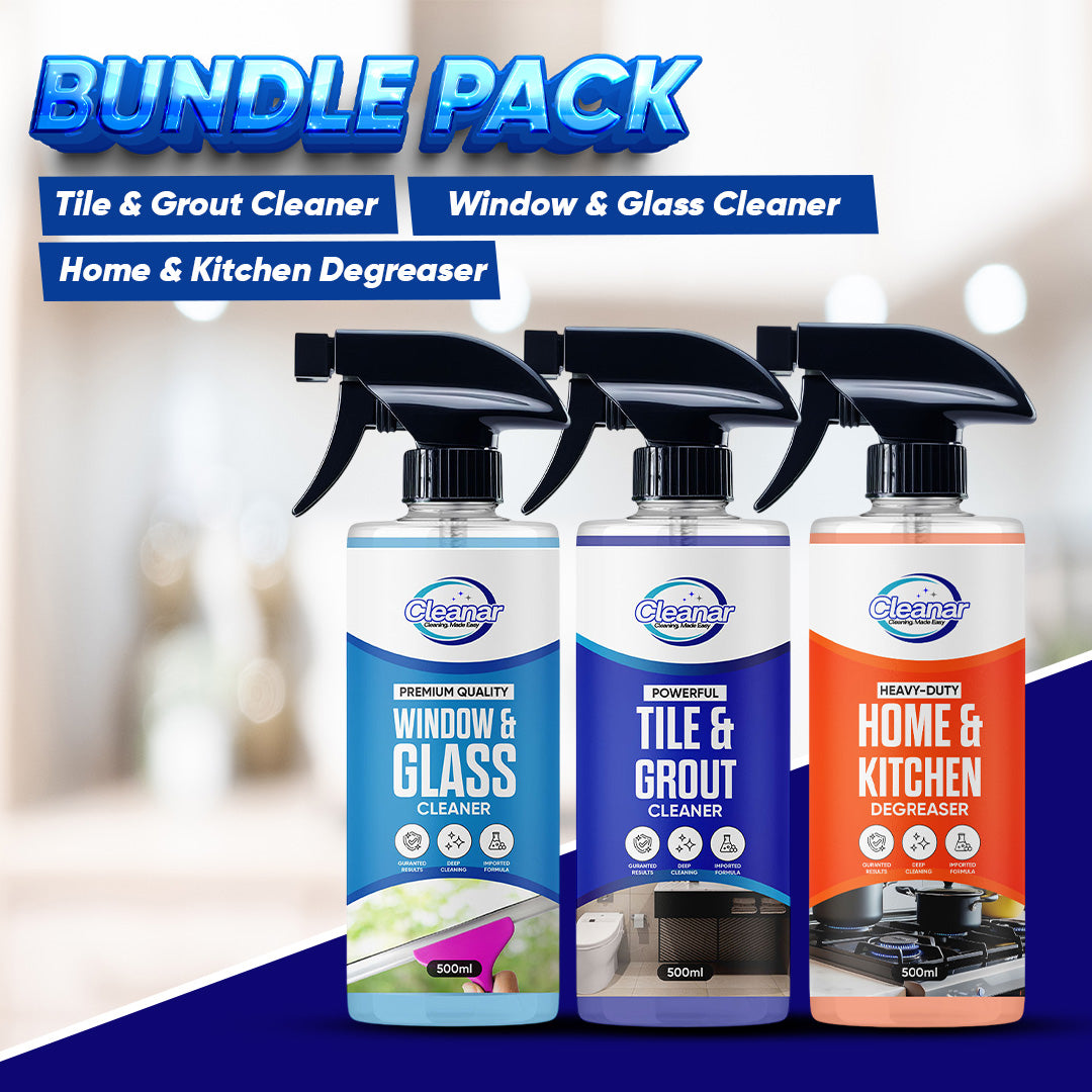 Kitchen Degreaser + Glass Cleaner + Tile & Grout Cleaner Bundle